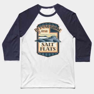Bonneville Salt Flats International Speedway Vintage Retro Style Illustration Baseball T-Shirt